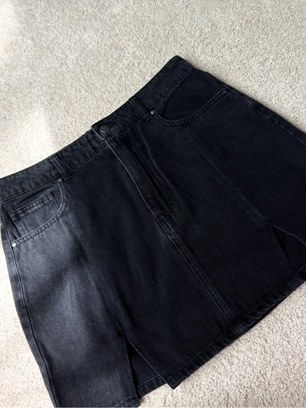 Classic Black Denim Mini Skirt